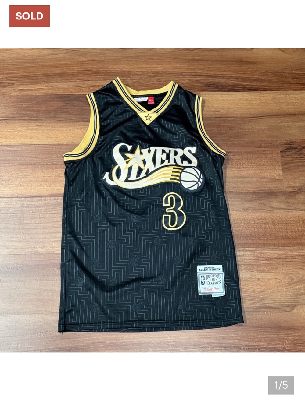 Allen Iverson Mitchell & Ness Black Hardwood Classics Jersey
